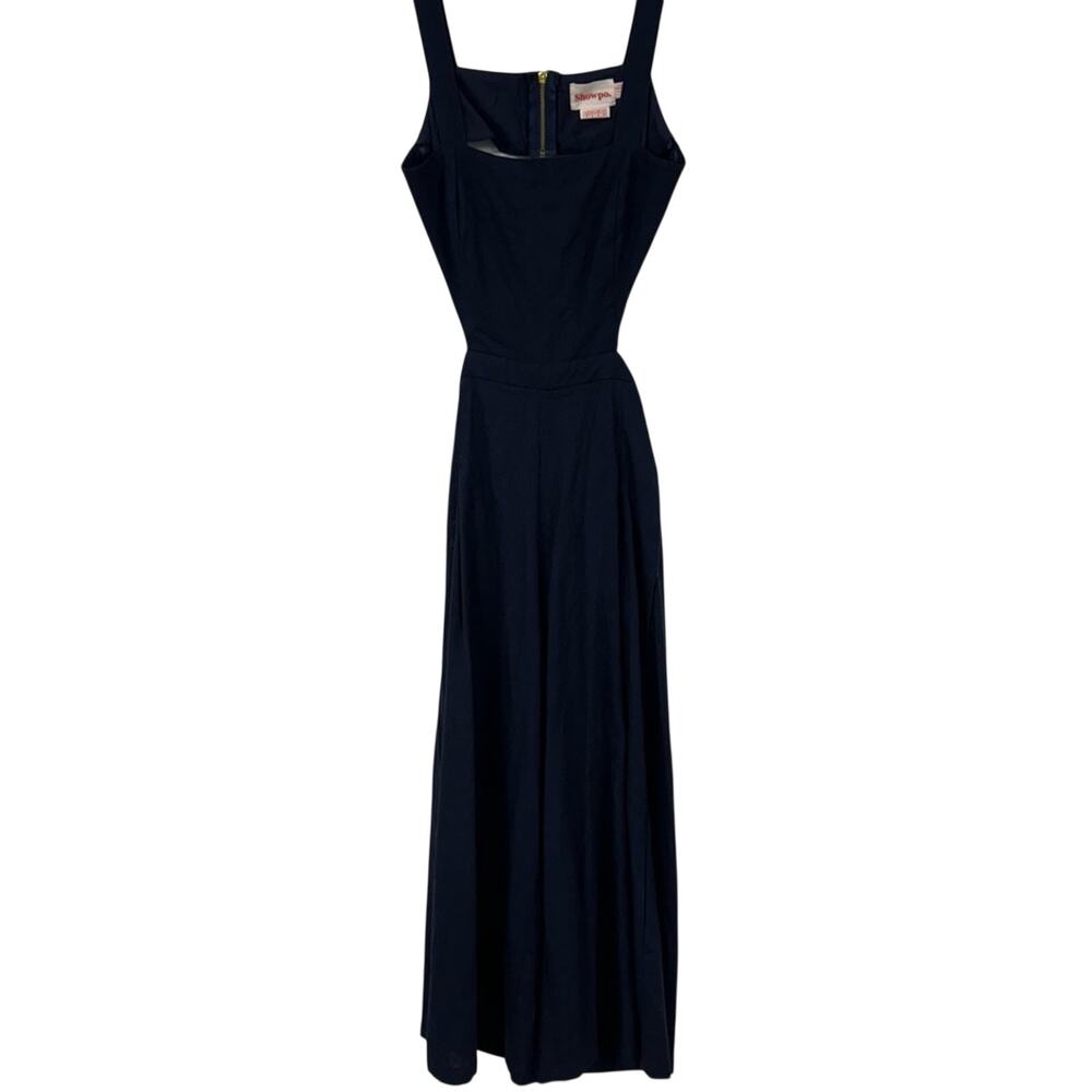 Showpo Navy Blue Wide Leg Cropped Sleeveless Open Back Cropped Jumpsuit 4
